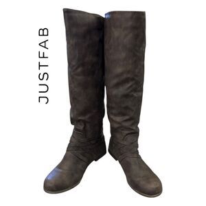 JustFab Women’s Collette Dark Brown Full Zip Riding Boots 9